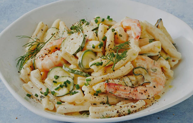 Creamy Prawn and Zucchini Casarecce Pasta perperson 10tationHome 